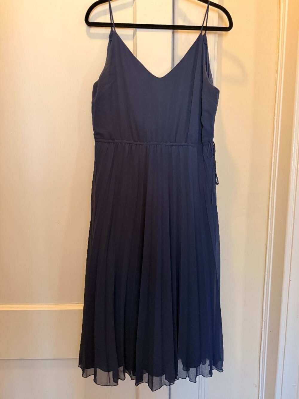 Navy Midi Pleated Cocktail Dress